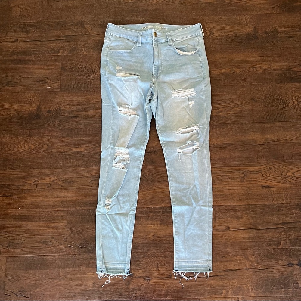 American Eagle Sateen Ripped Jeans